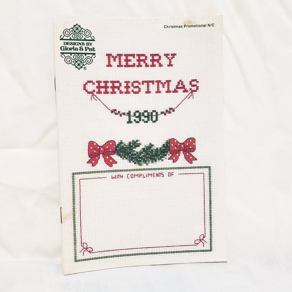 Merry Christmas 1990 Cross Stitch Leaflet Gloria & Pat Santa Mrs Ornaments